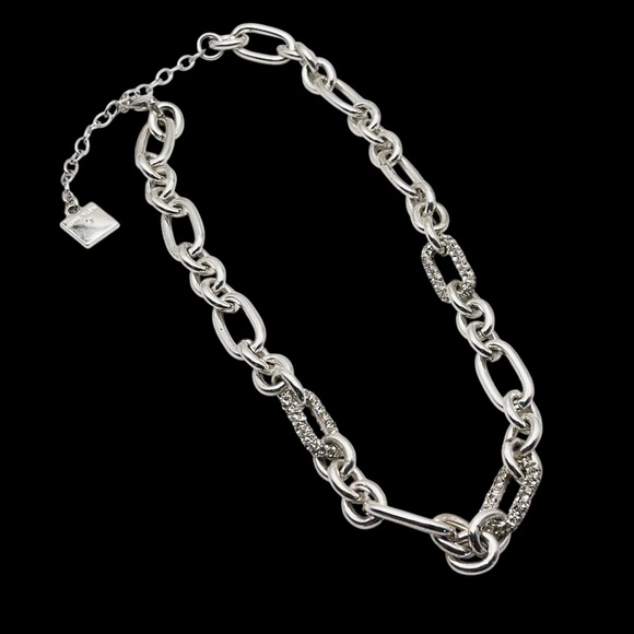 Beautiful Anne Klein Silver Plated and Pave Rhinestone Link Necklace - Picture 9 of 16